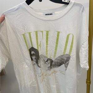 Daydreamer White and Green Graphic Tee